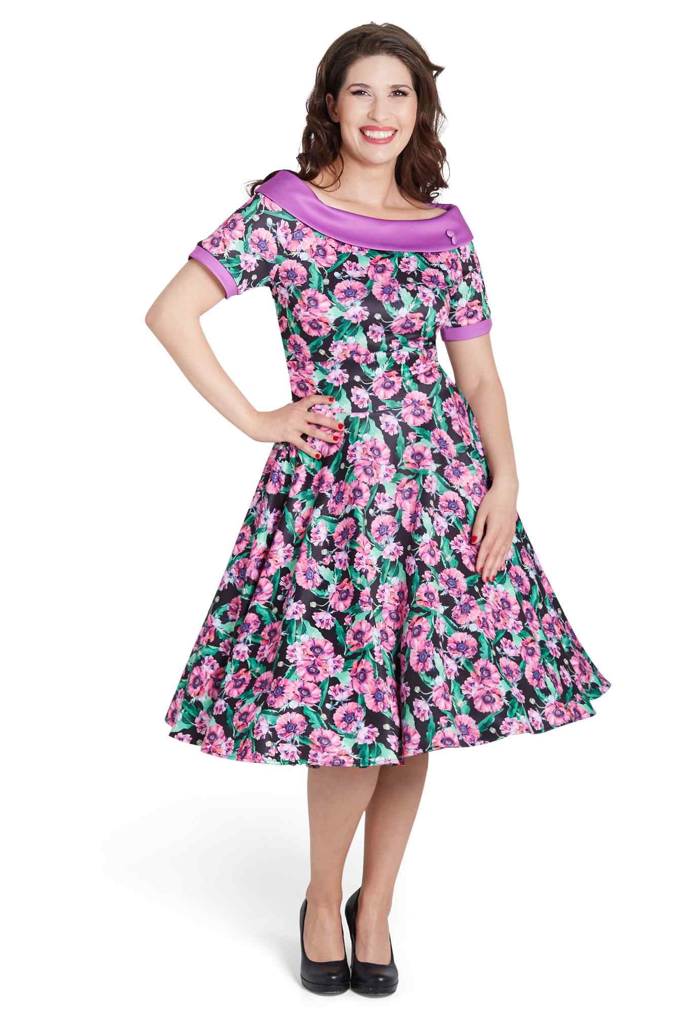 Purple Poppy Swing Dress