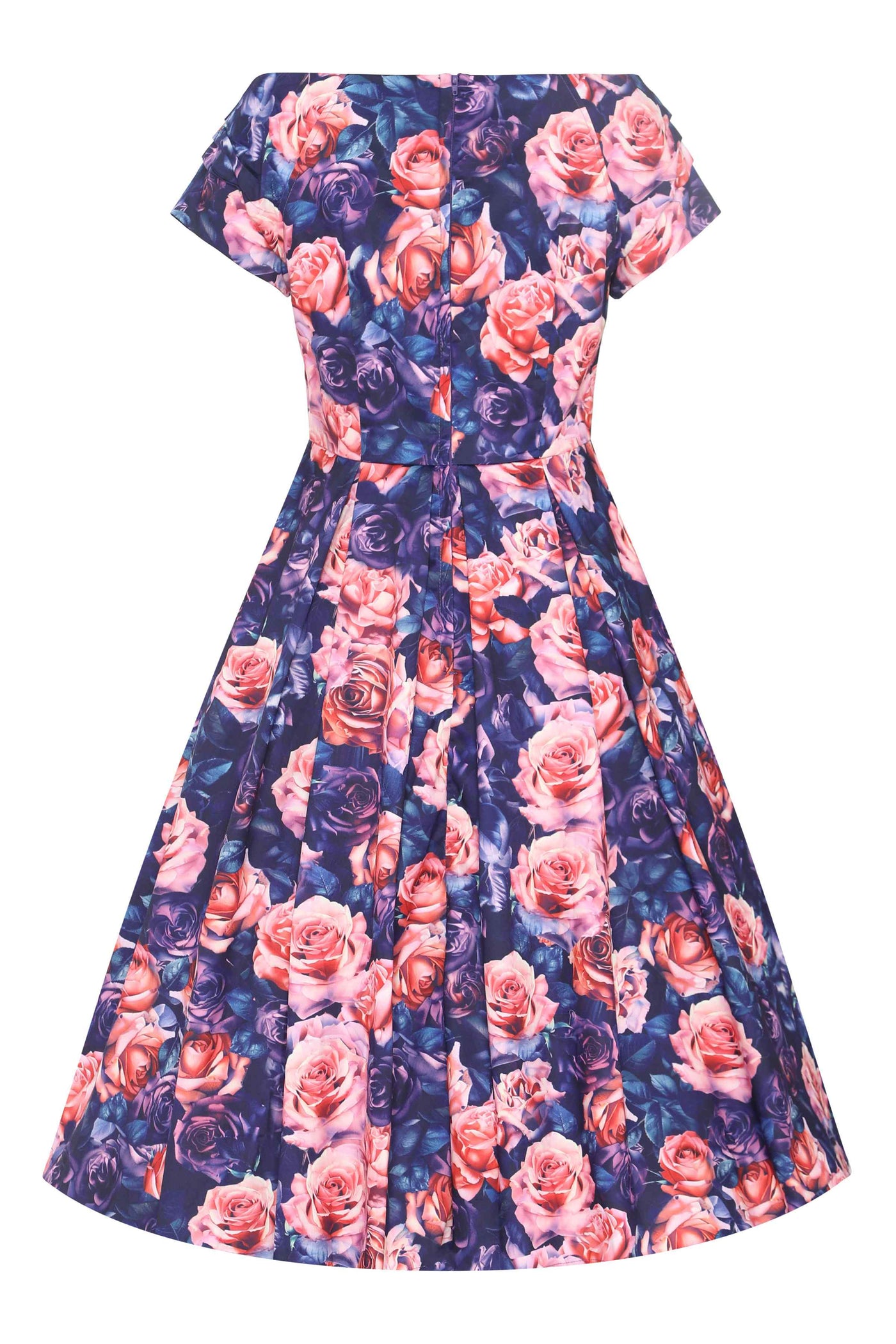 Back view of Purple Rose Garden Off Shoulder Dress