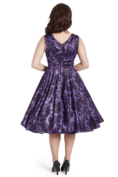 Purple Rose Pleated Bust Dress