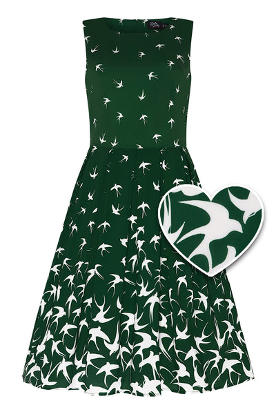 Raising Bird Swing Dress in Green