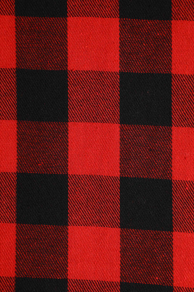 Close up view of Red Check Jumpsuit