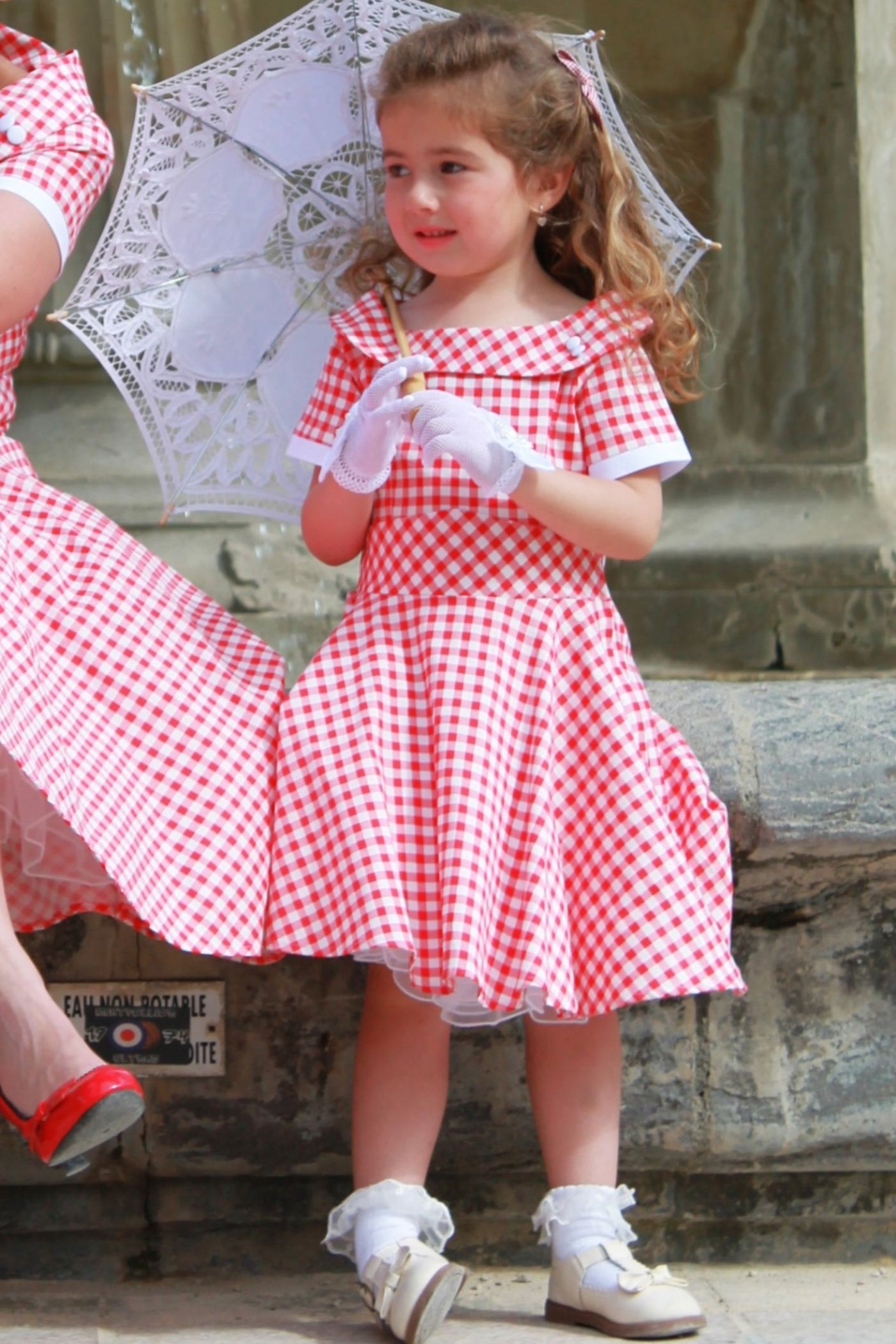 Kids Red Gingham Check Swing Dress