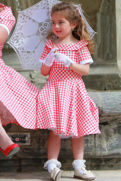 Kids Red Gingham Check Swing Dress