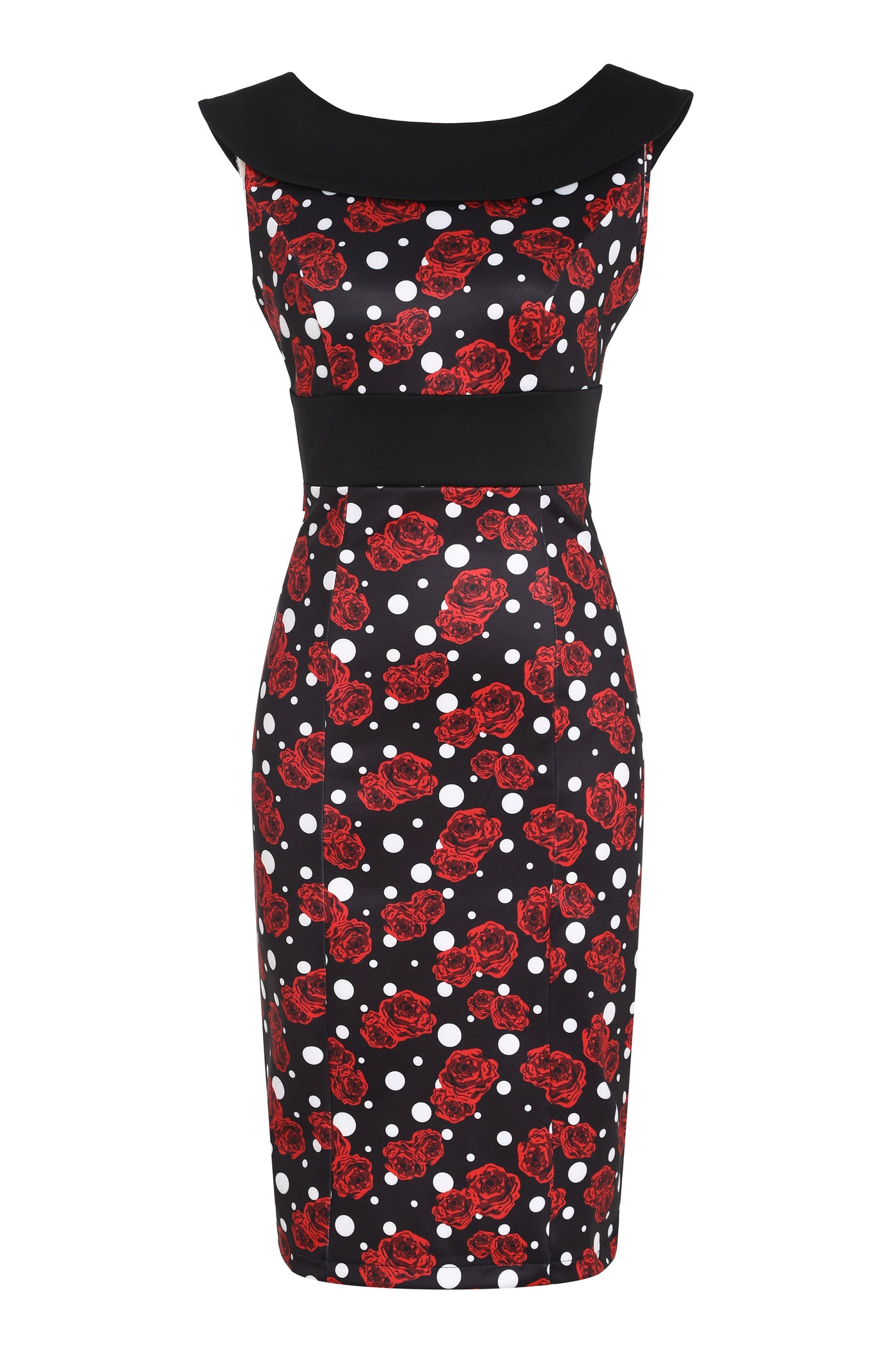 Rockabilly Rose & Spot Wiggle Dress