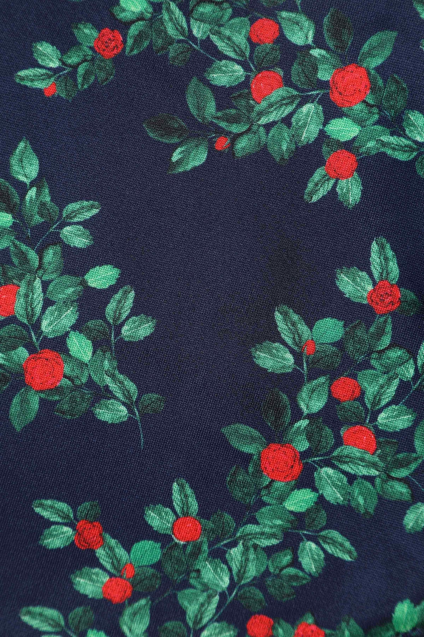 Close up view of Rosebud Midi Dress On Navy Blue