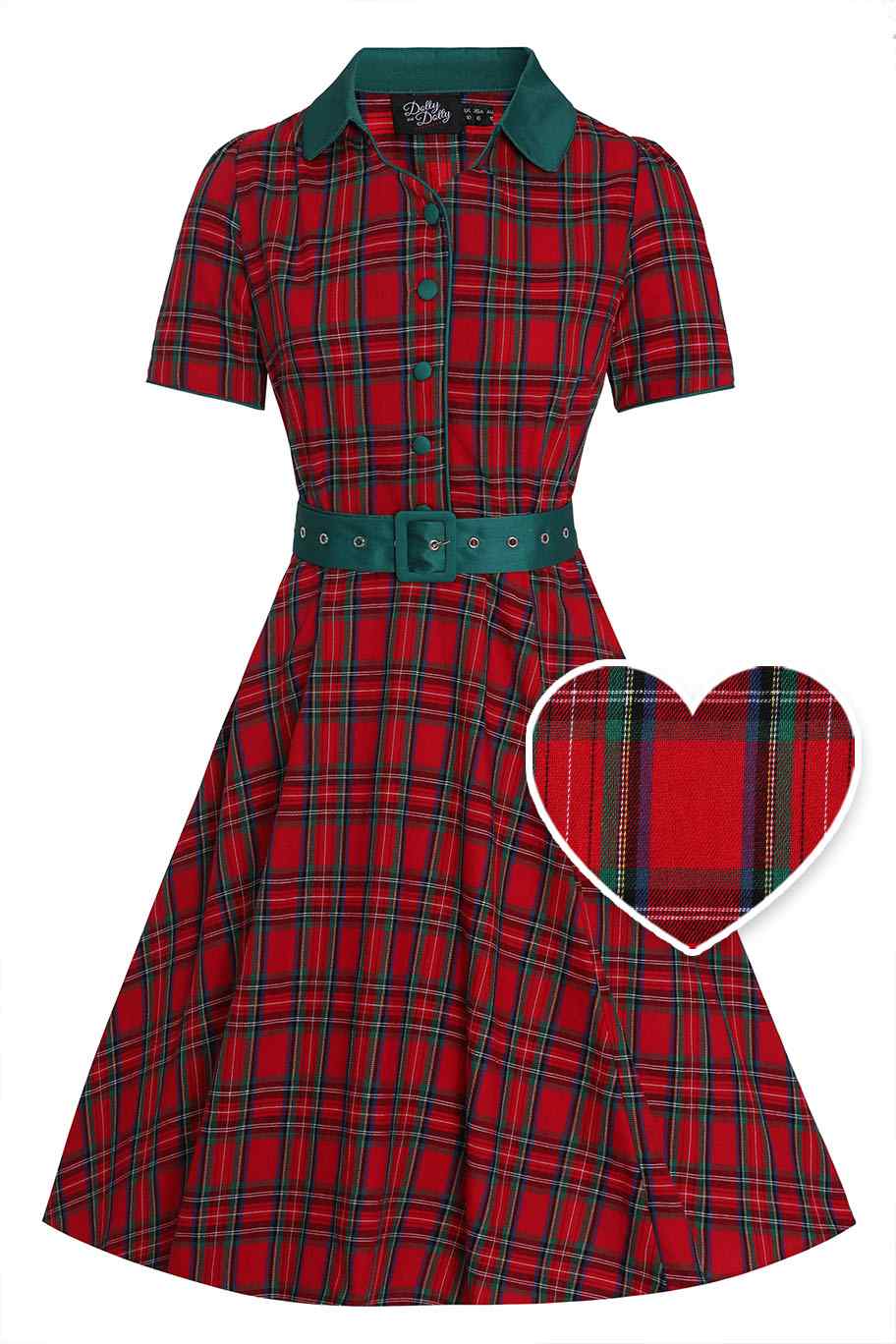 Penelope Royal Stewart Red Tartan Shirt Dress