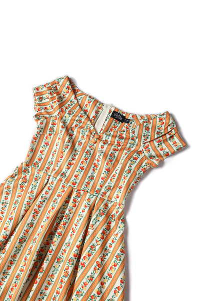 Close up view of Sicilian Orange Stripe Swing Dress With Pockets