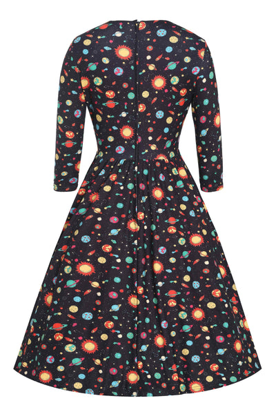 Billie Solar System Print Flared Dress