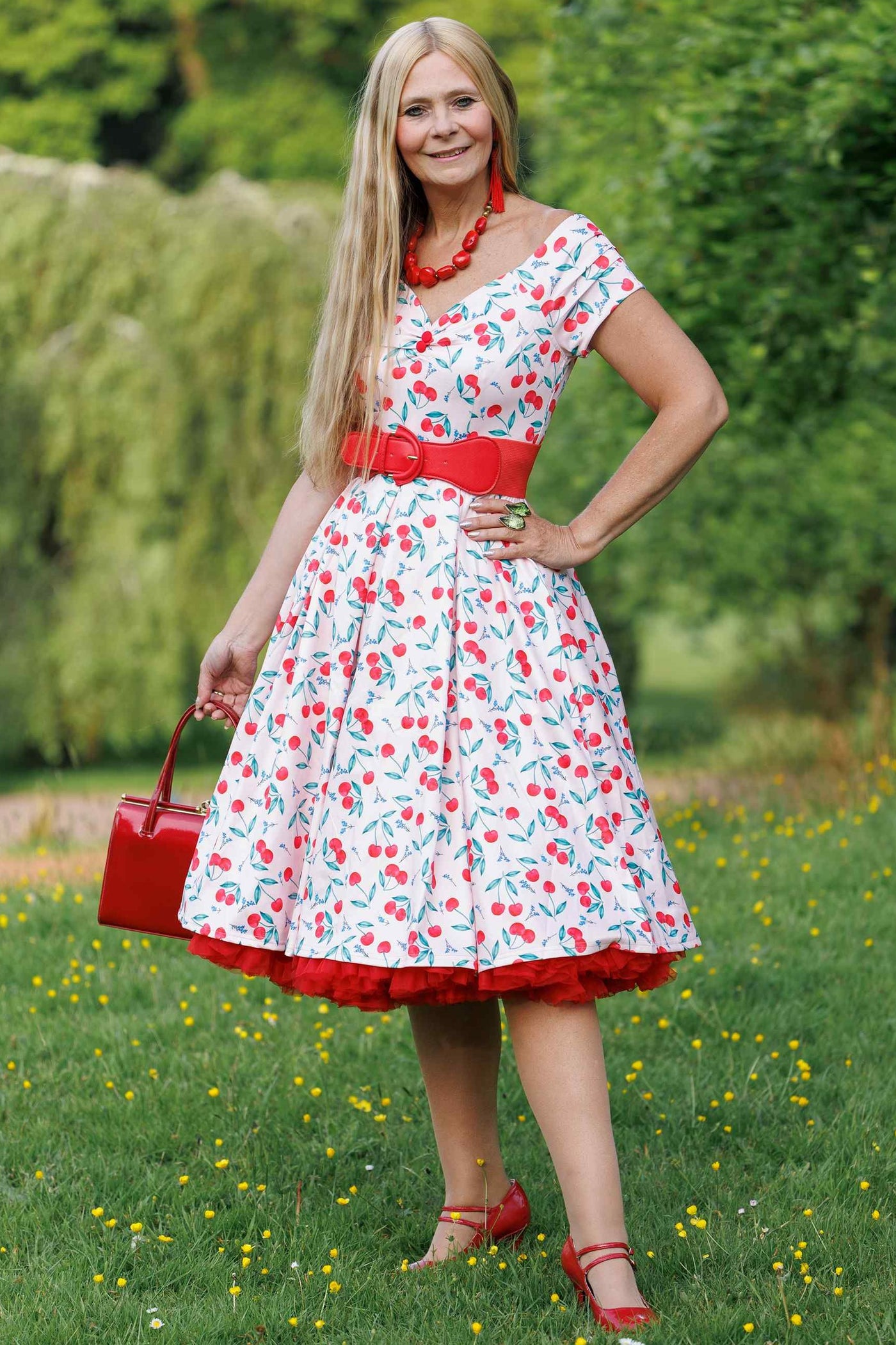 Cherry Pink Off Shoulder Dress