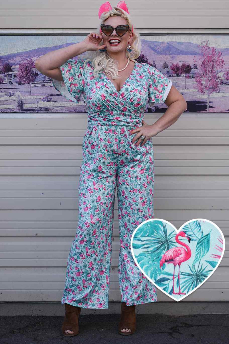 Pink Flamingo Baby Blue Jumpsuit