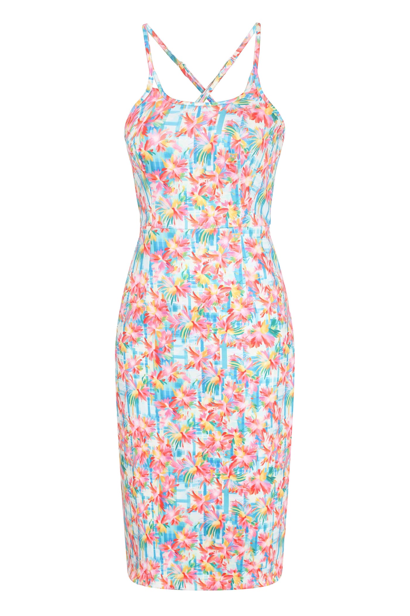 Front view of Summer Floral Fitted Dress