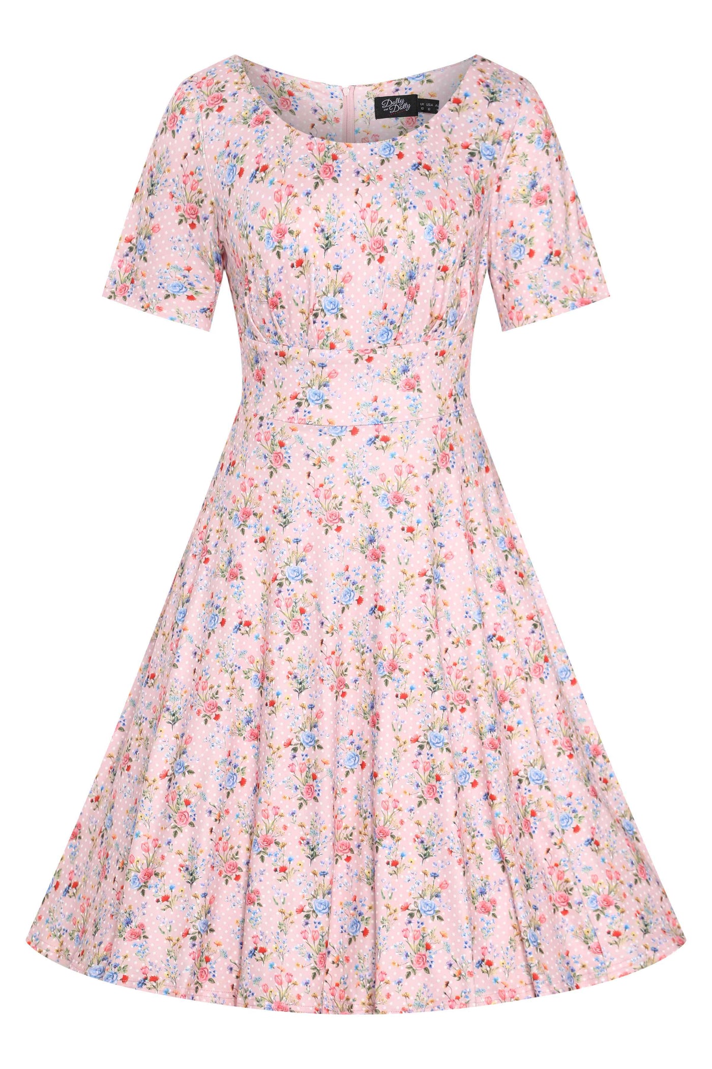 Front View of Summer Meadow Dress in Pink