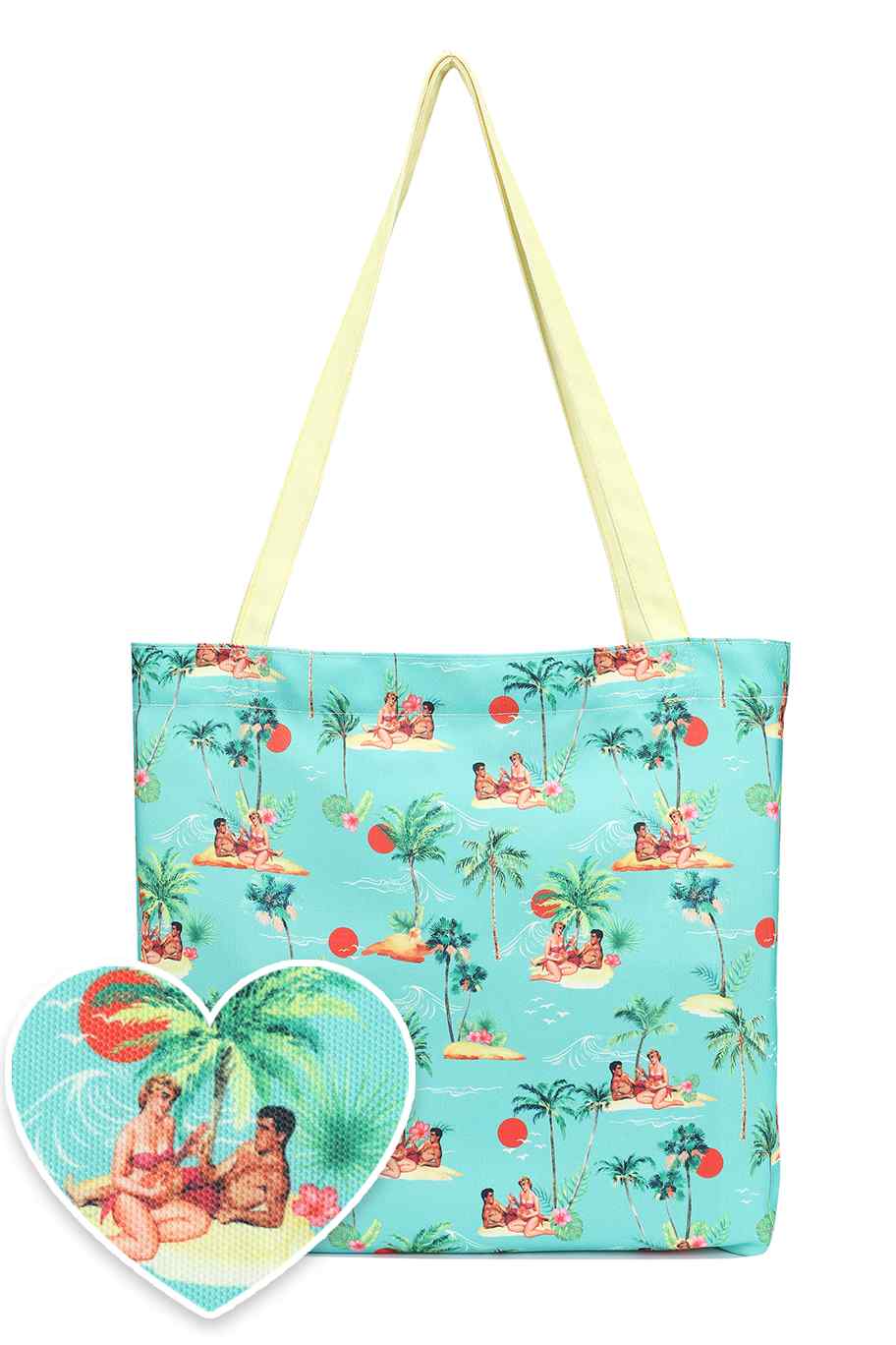 Summer Pinup Couple Print Beach Tote Bag