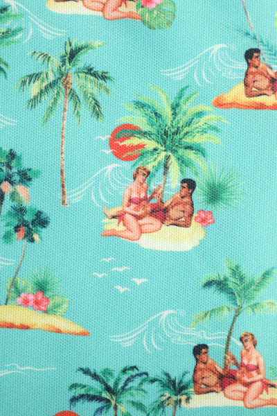 Summer Pinup Couple Print Beach Tote Bag