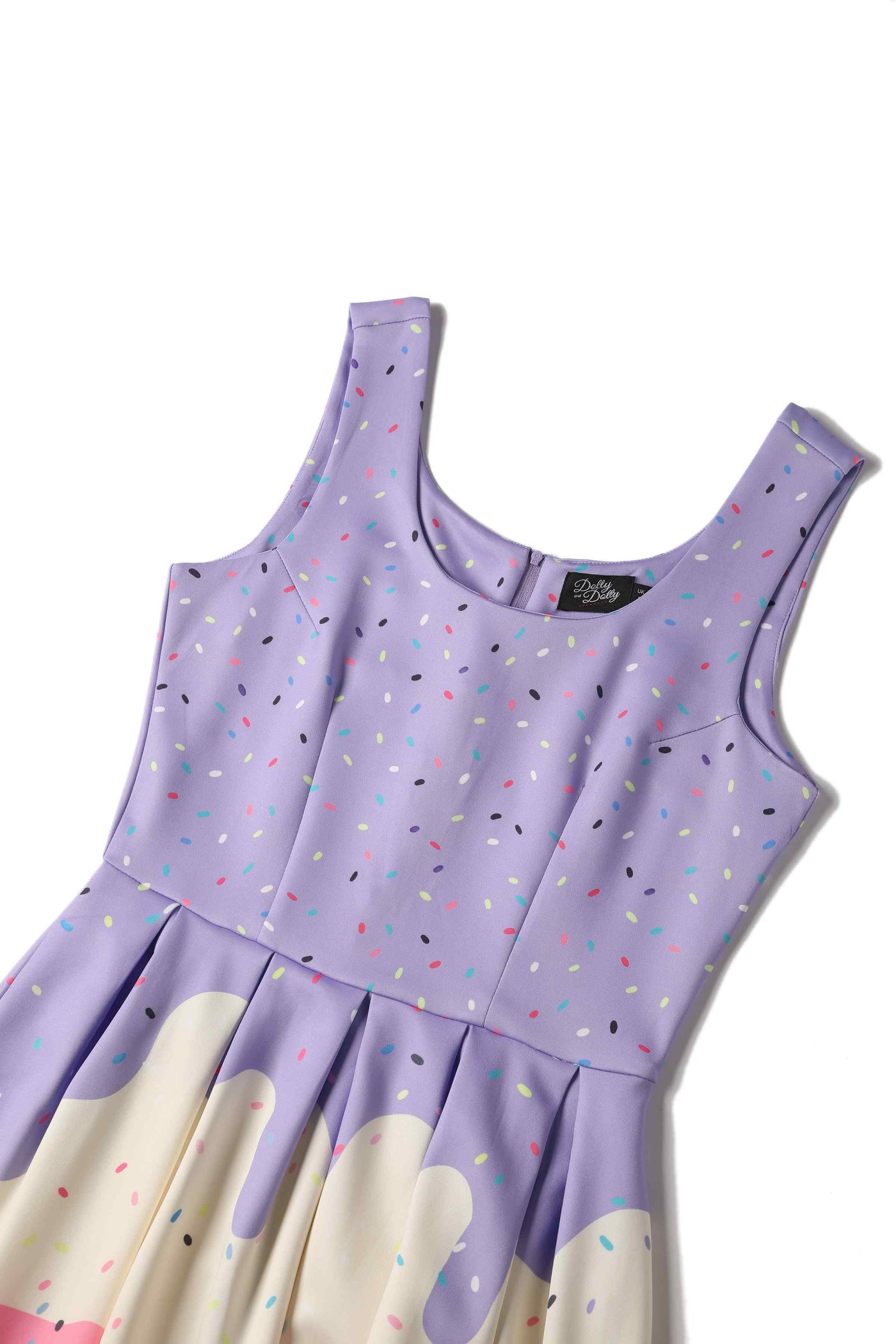 Close up view of Summer Sprinkles Ice Cream Cone Swing Dress