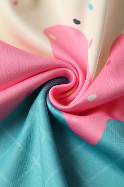Close up view of Summer Sprinkles Ice Cream Cone Swing Dress