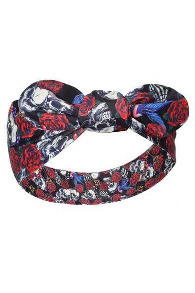 Tie Knot Pinup Skull Headband