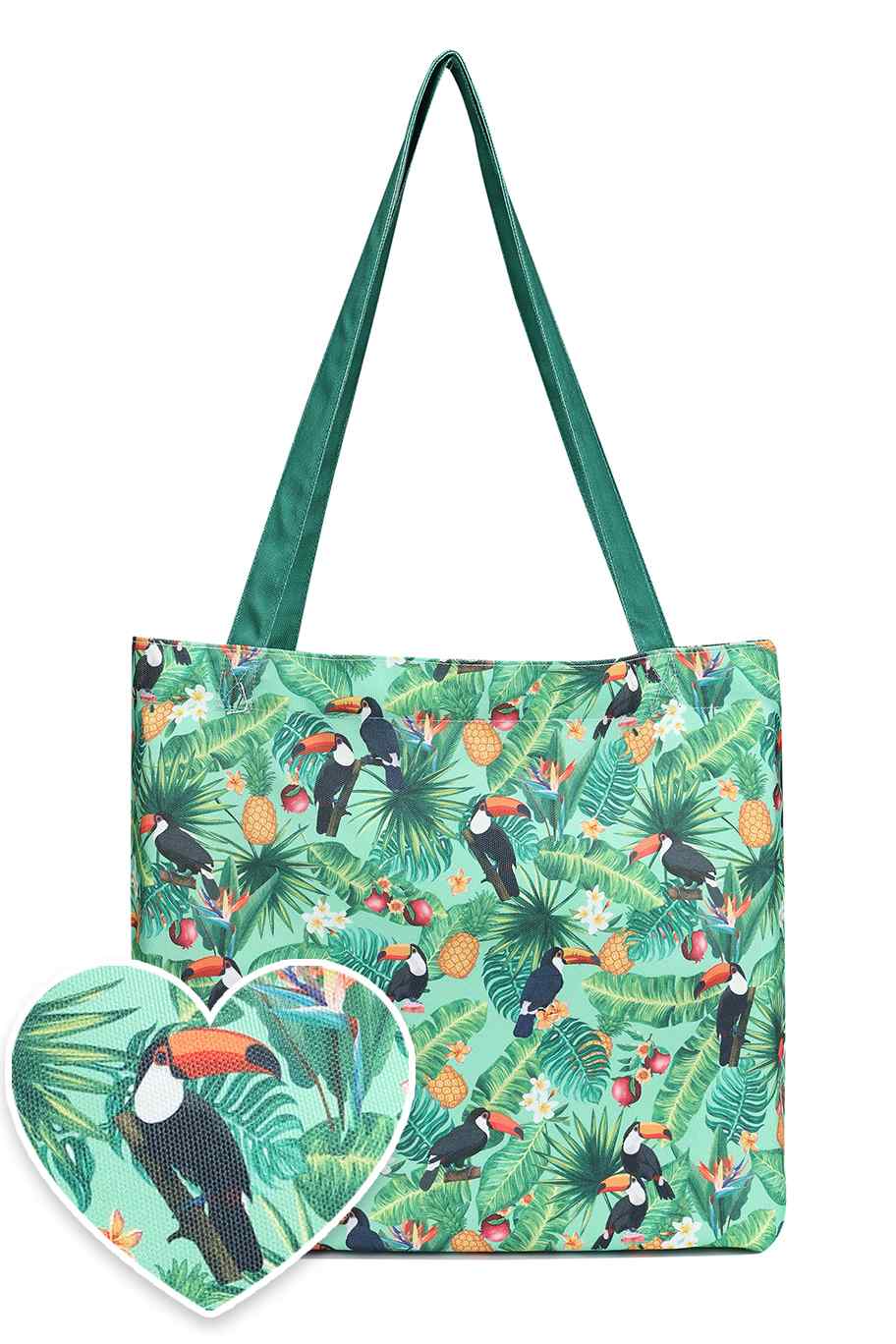 Tropical Toucan Print Beach Tote Bag