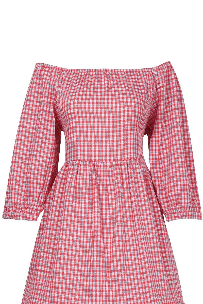 Sonia Floaty Day Dress in Red Gingham