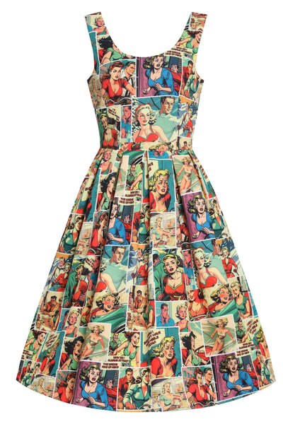 Amanda Vintage Comic Print Dress