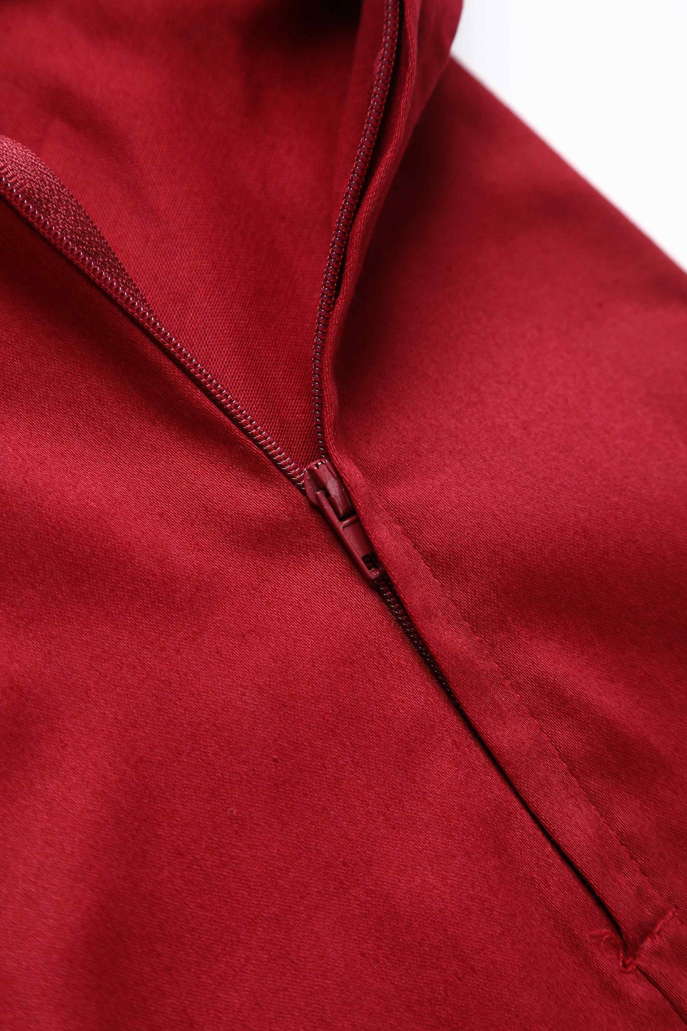 Close up view of Burgundy Roll Collar Circle Dress