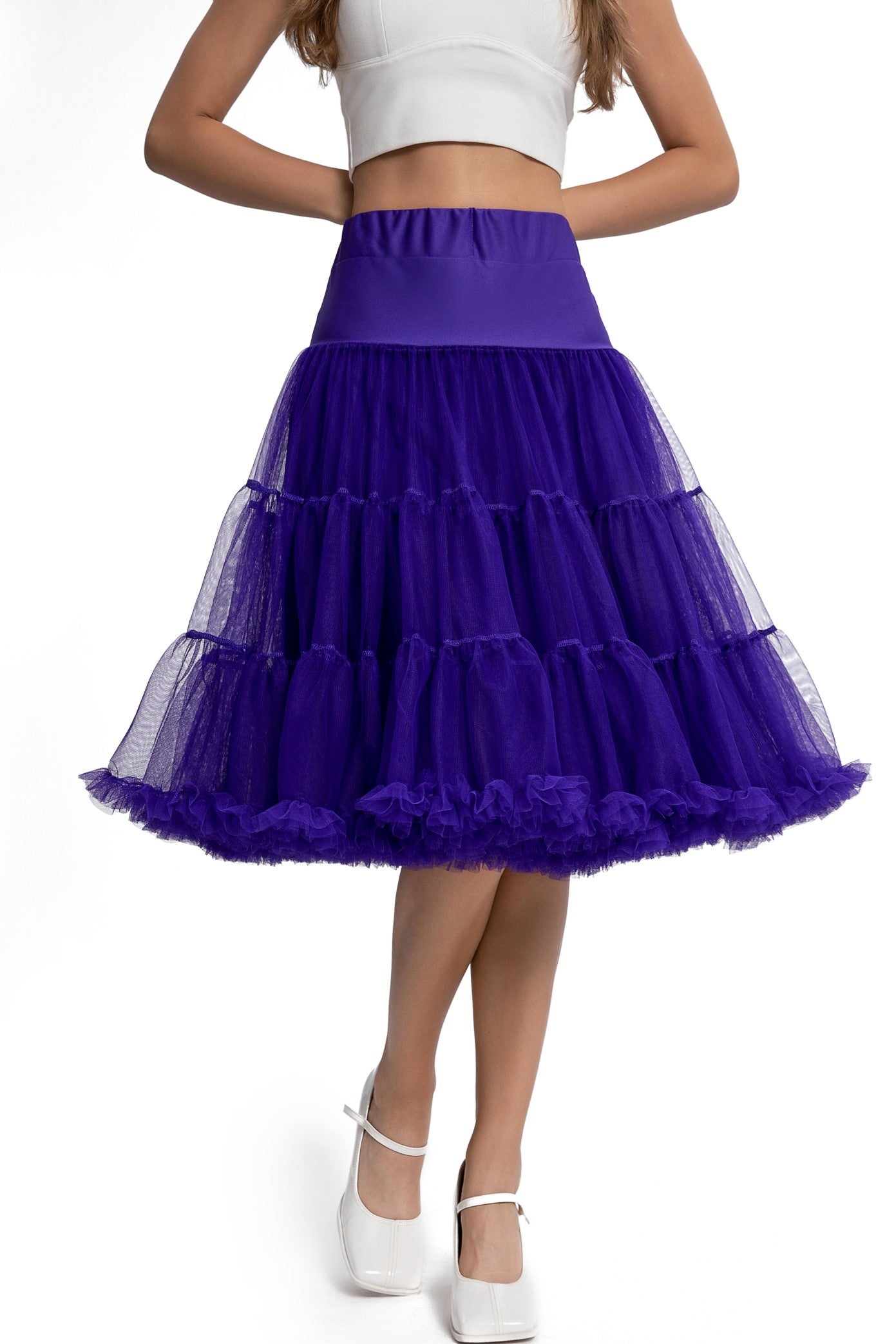 Model photo of Fluffy Net Petticoat 25.5” In Purple