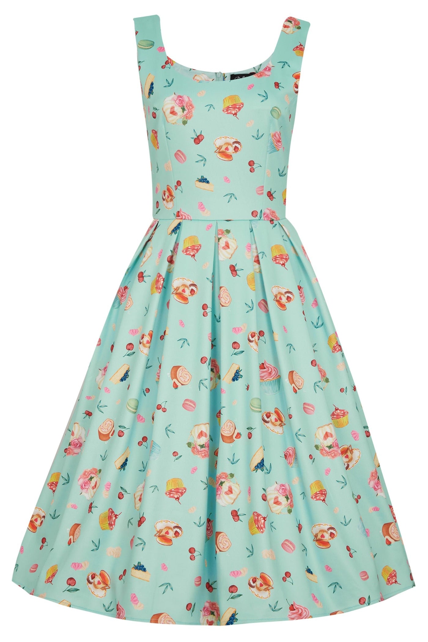 50's Afternoon Tea Dress In Blue Cake Print
