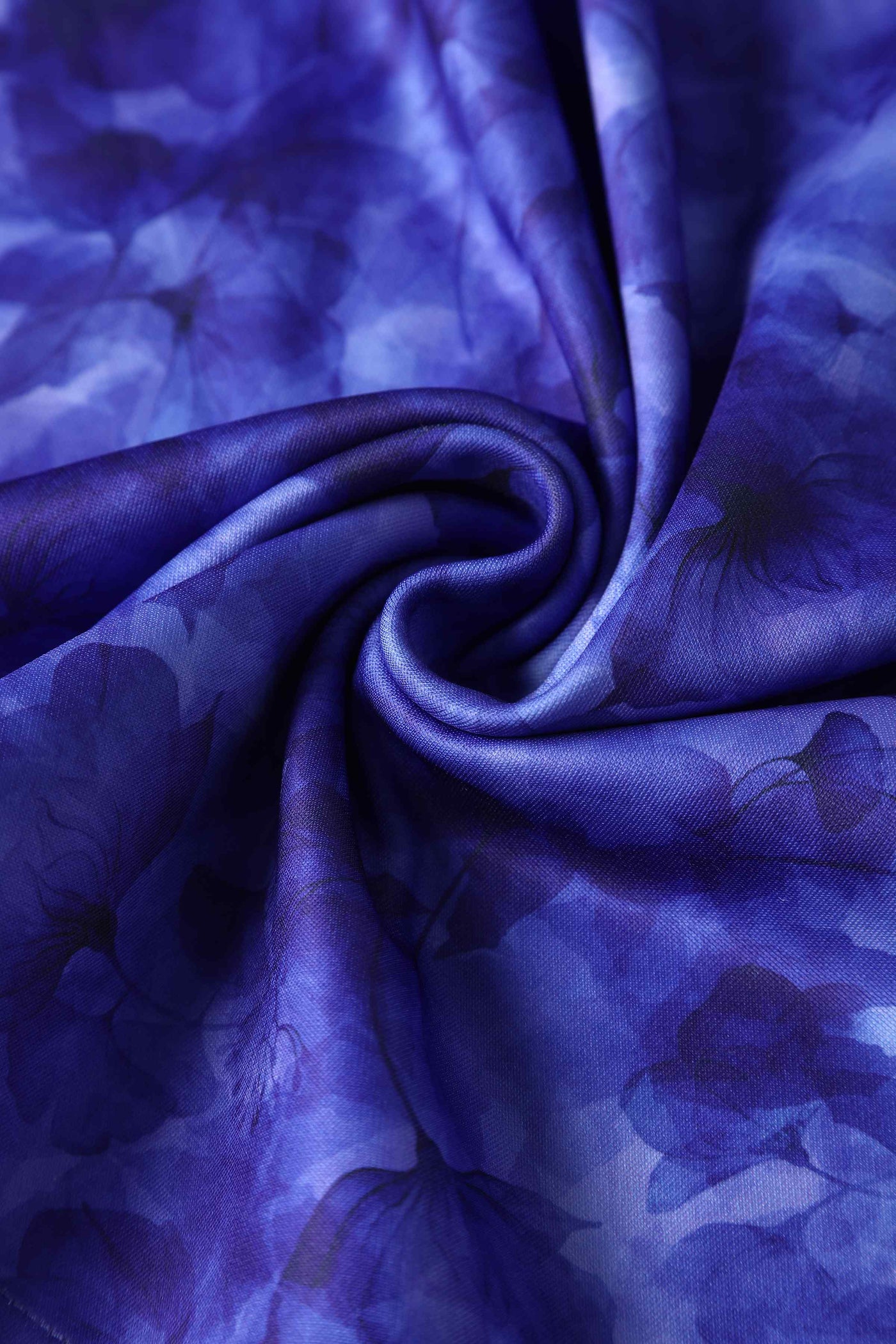 Close up view of Purple Watercolour Floral Off Shoulder Dress