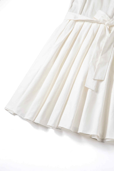 Close up View of White Mesh Panel Bridal Swing Dress