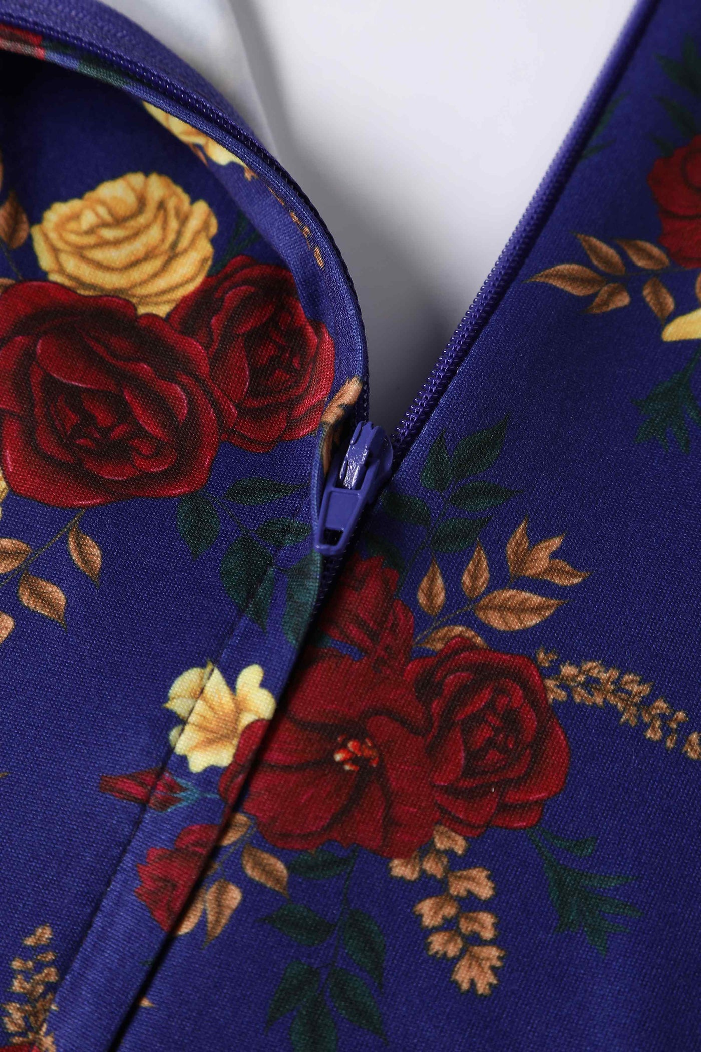 Close up view of Winter Floral Flared Dress