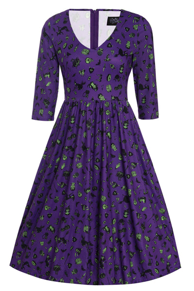 Purple Wizard & Witch Long Sleeved Dress