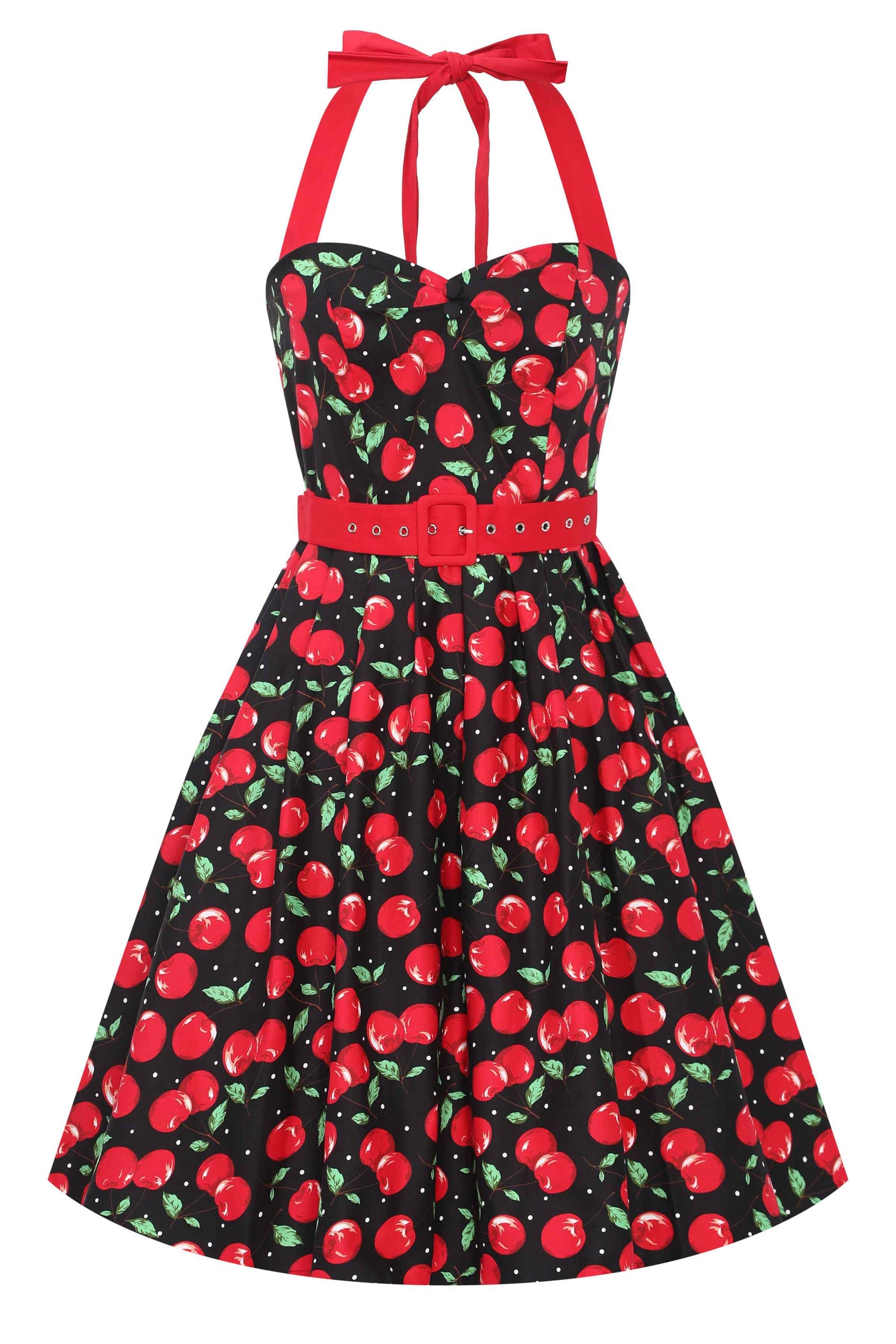 Sophia Halterneck Cherry Swing Dress