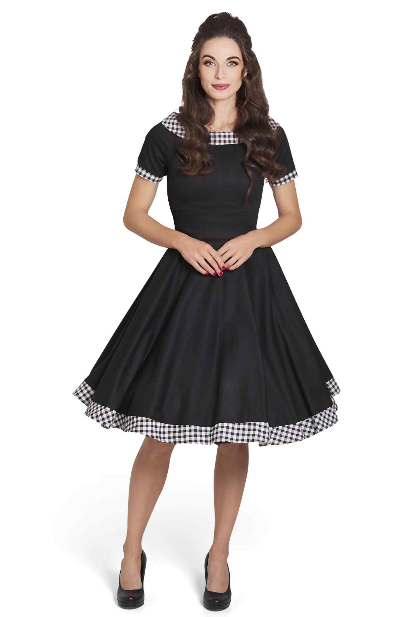 Woman's Retro Swing Dress in Black and White Check