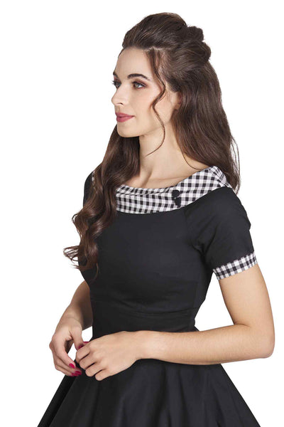 Woman's Retro Swing Dress in Black and White Check