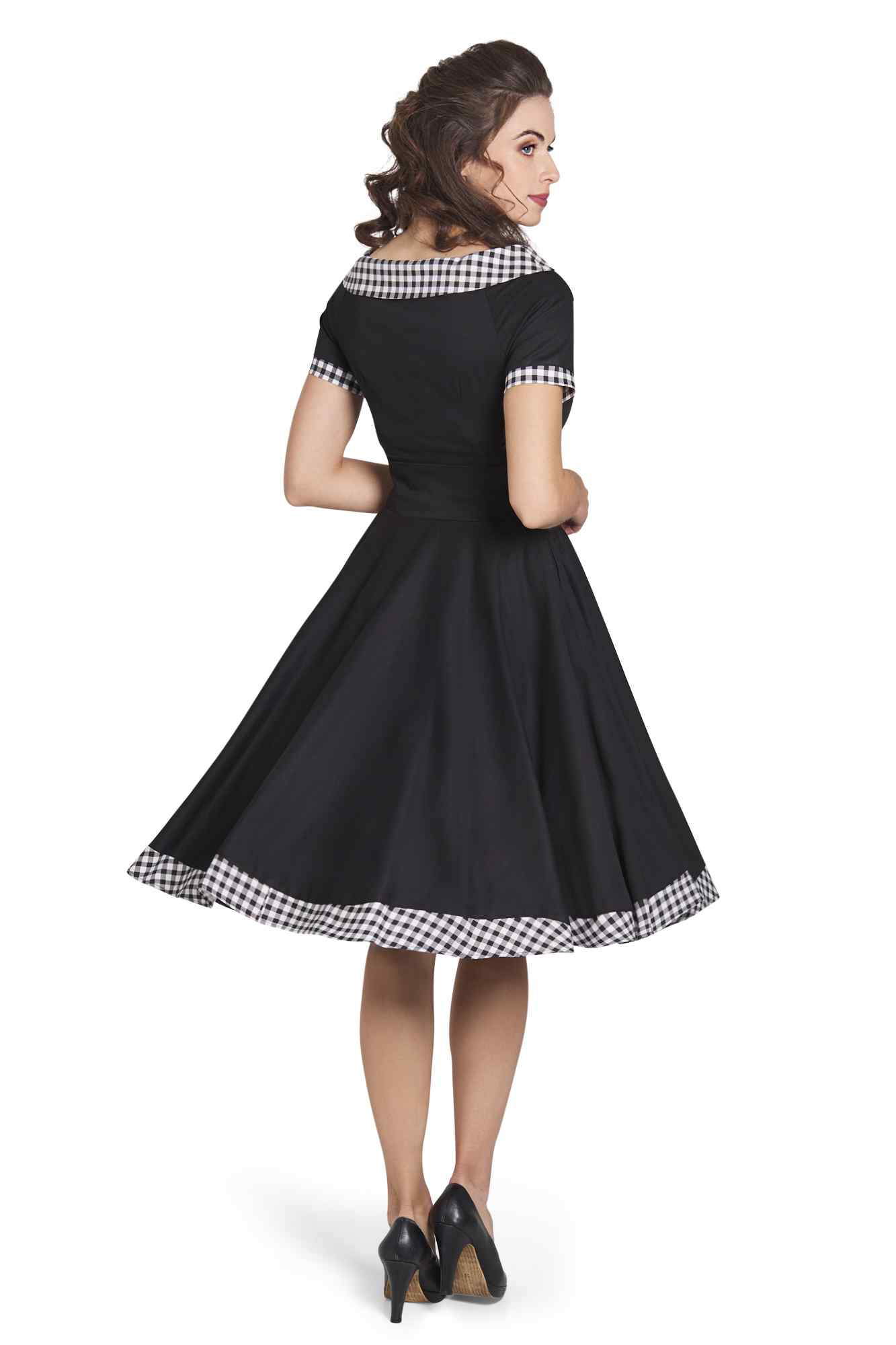 Woman's Retro Swing Dress in Black and White Check