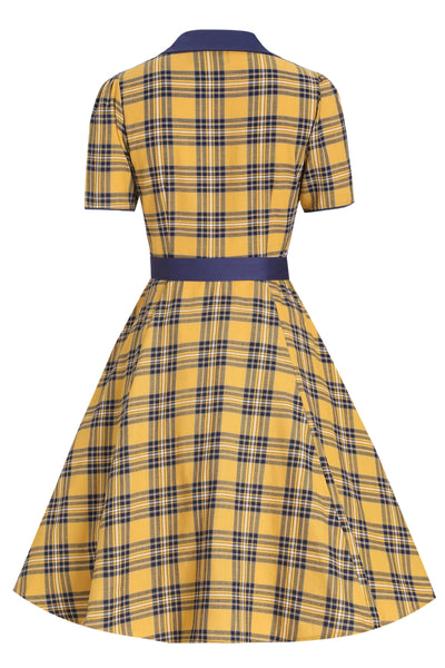 Back view of Yellow Tartan Shirt Dress