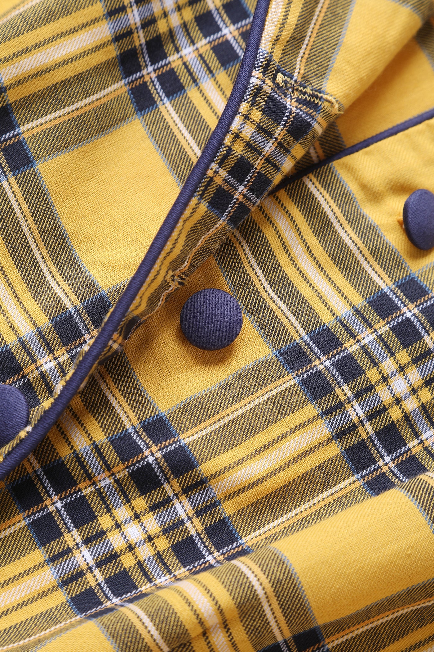 Close up view of Yellow Tartan Shirt Dress