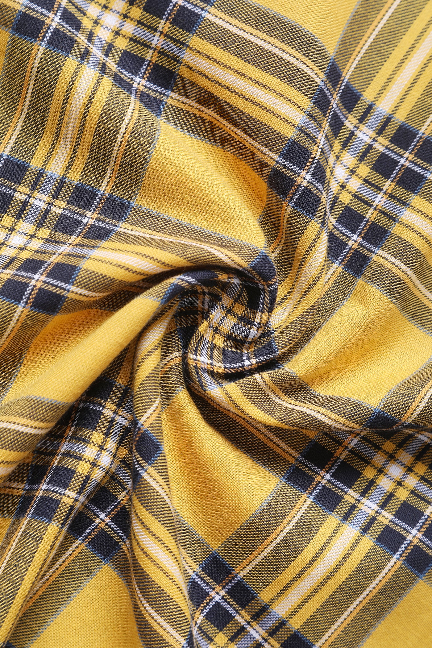 Close up view of Yellow Tartan Shirt Dress