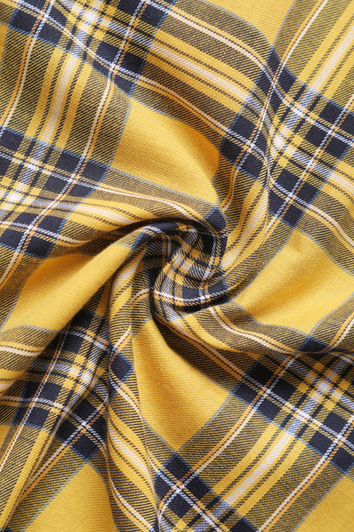 Close up view of Yellow Tartan Shirt Dress