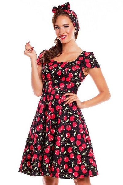 Woman's Black Cherry Swing Dress