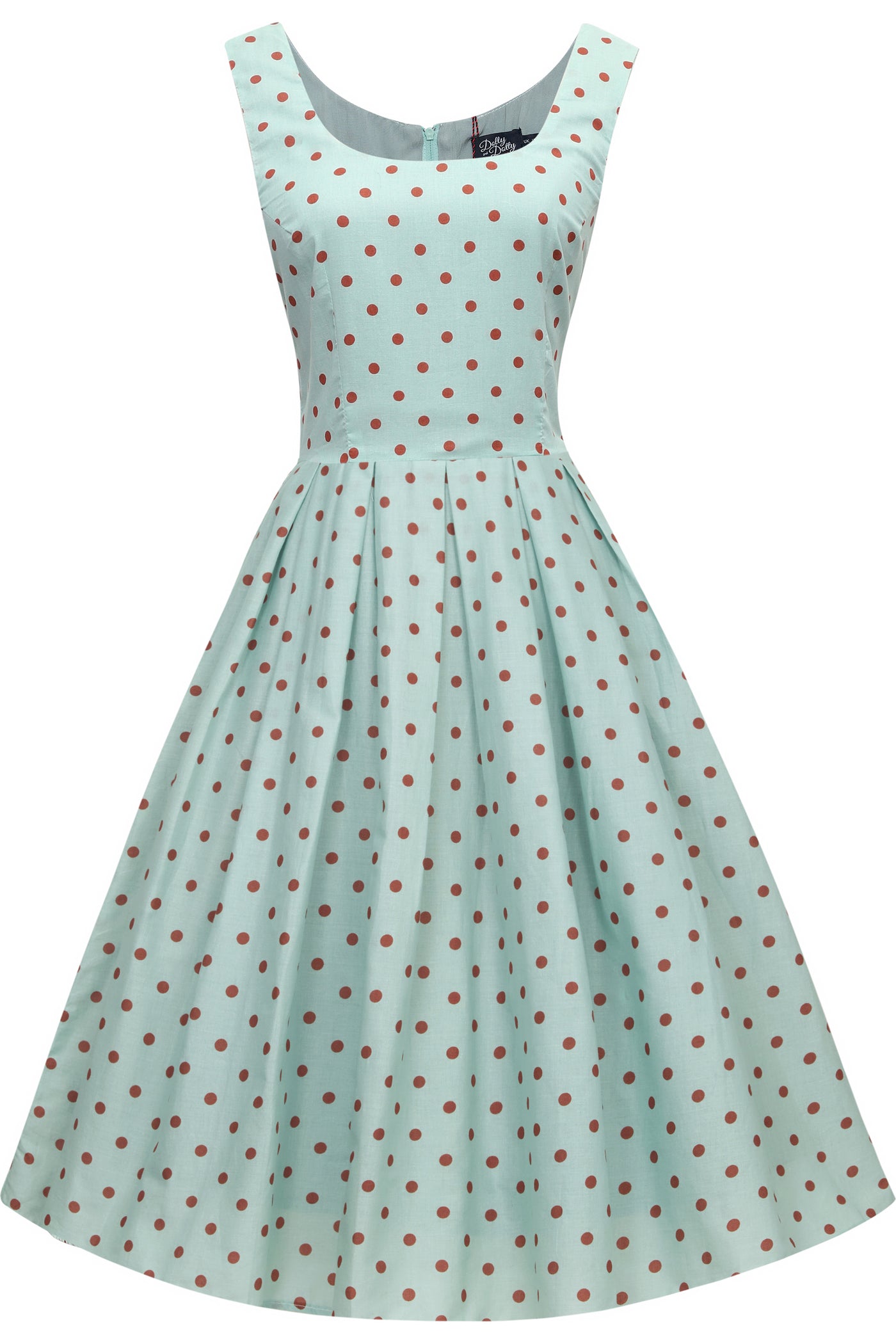 Light Blue & Red Polka Swing Dress