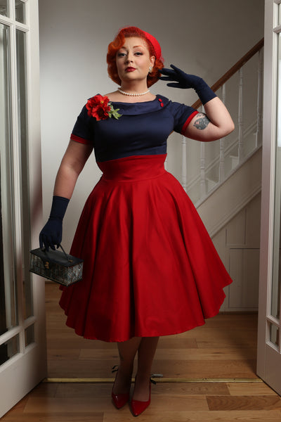 Navy & Burgundy Swing Dress