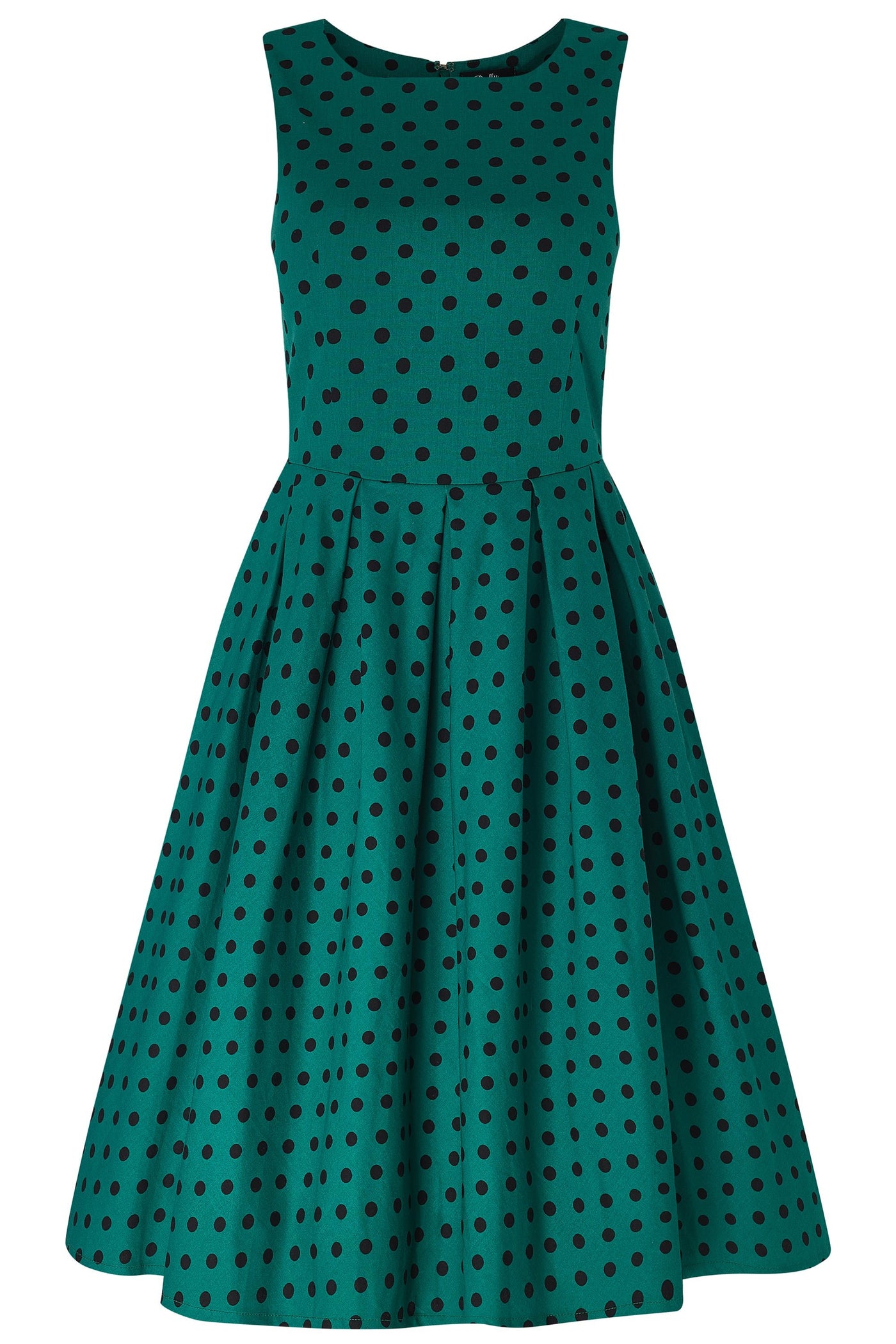 Retro Polka Dot Dress in Green-Black_S905GreBlaPolk