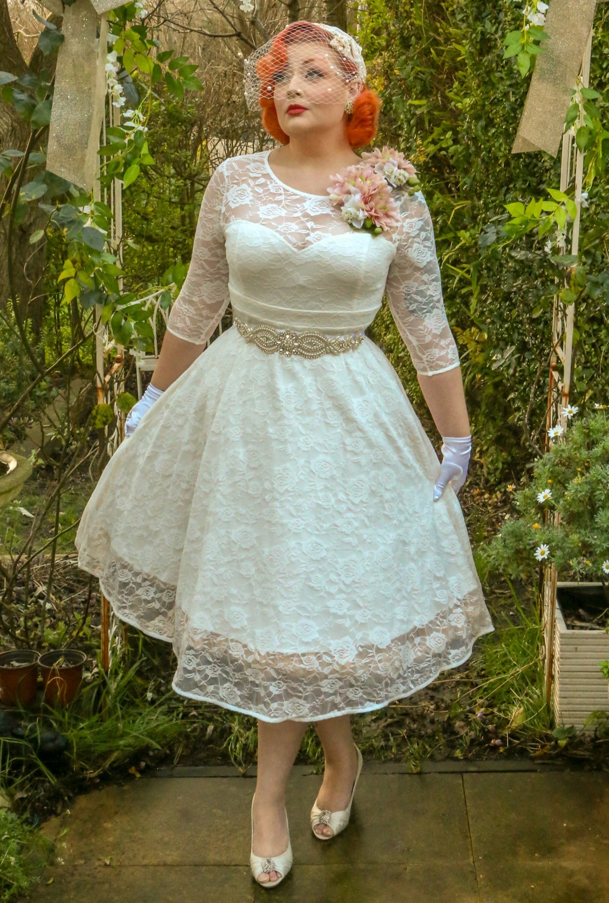 Madeline White Lace Bridal Dress - Dolly and Dotty