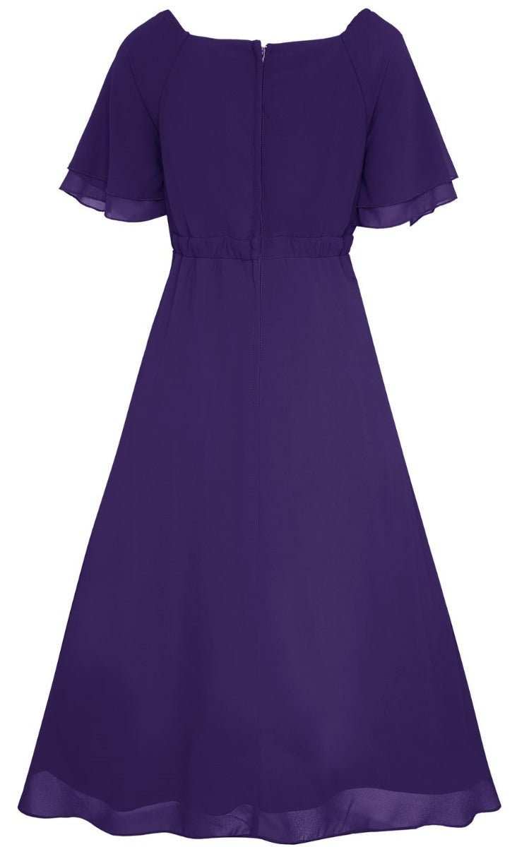 Floaty Chiffon Dress in Purple back