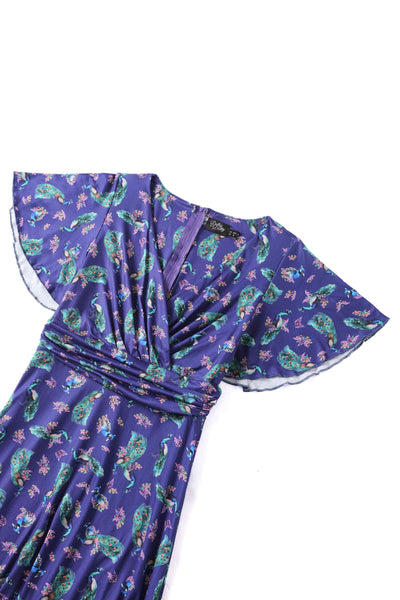 Crossover Bust Purple Peacock Dress