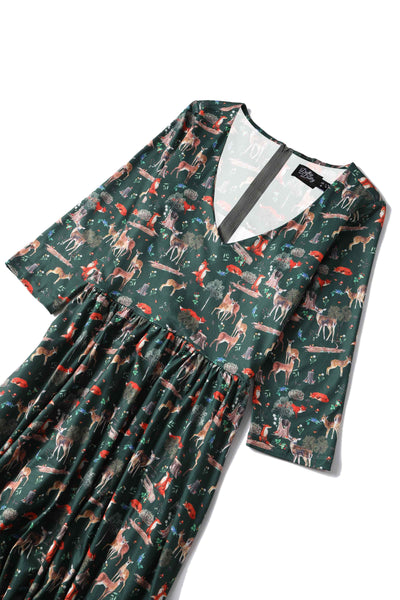 Close up view of Green Woodland Dress