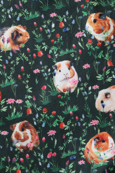 Close up View of Guinea Pig Print Dress in Green