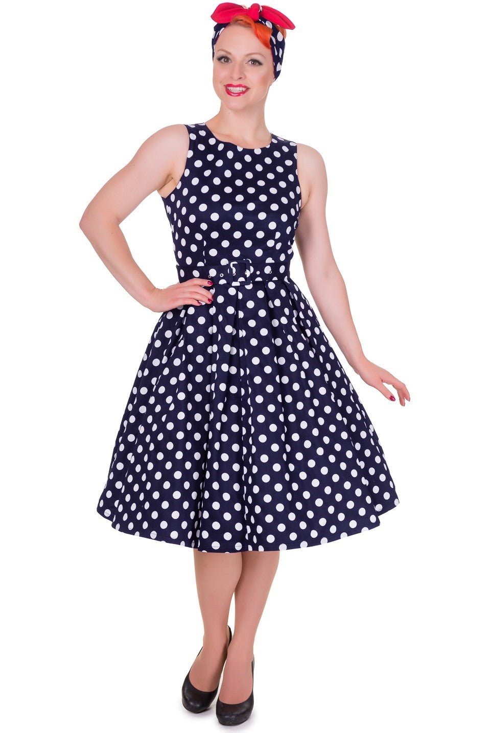 Lily Retro Off Shoulder Red Polka Dot Swing Dress